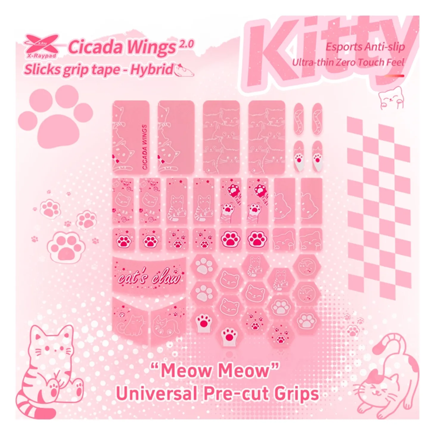 X-Raypad Cicada Wings 2.0 Kitty Grips Universels Rose